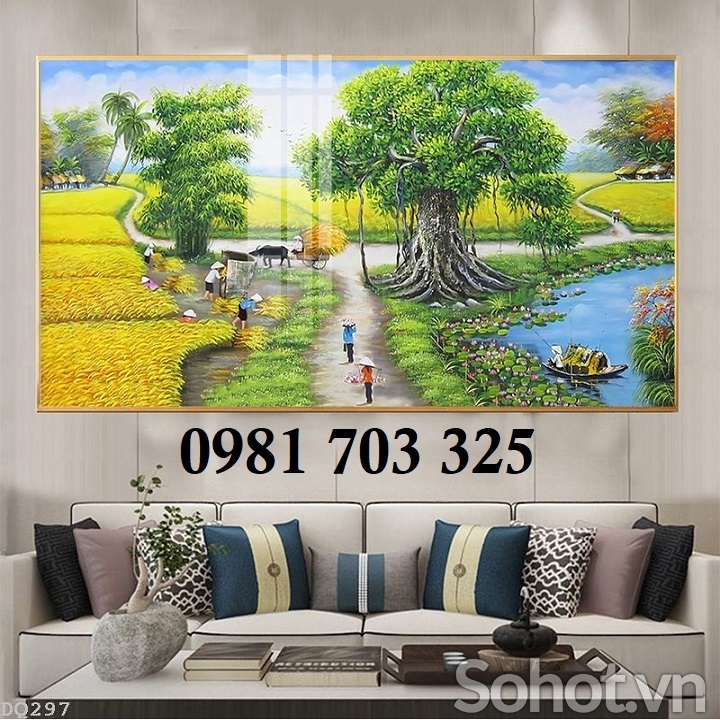 Tranh gạch 3D phong cảnh làng quê