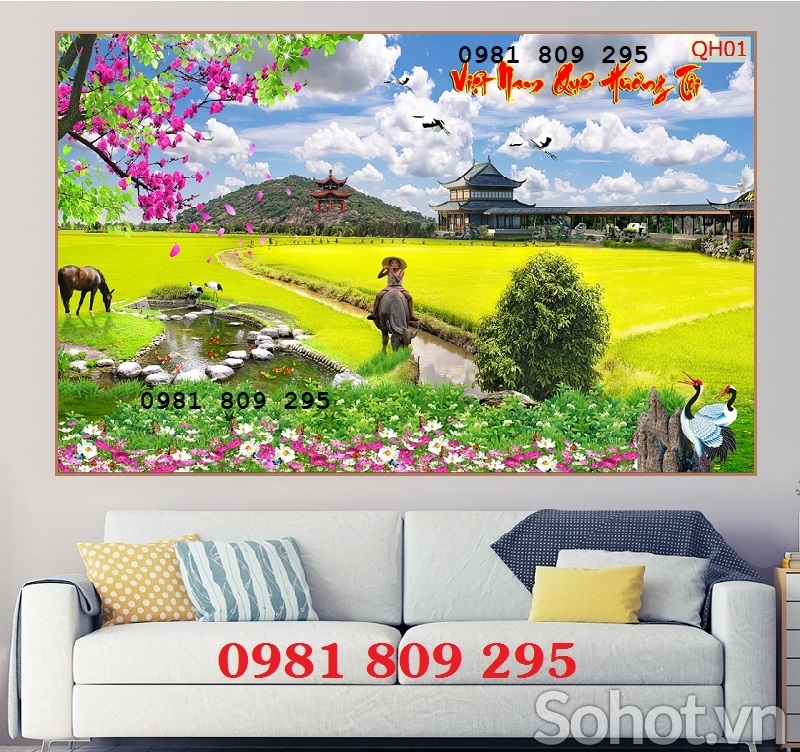 Gạch tranh 3d đồng quê cao cấp HG54