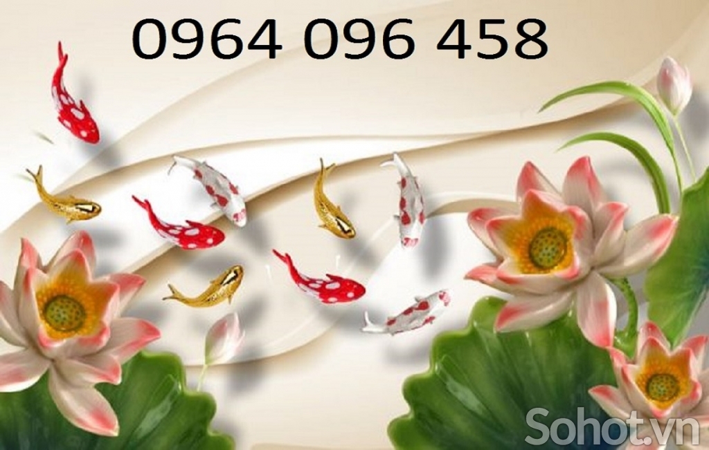 Tranh cá chép 3d - tranh gạch 3d cá chép - 754SM