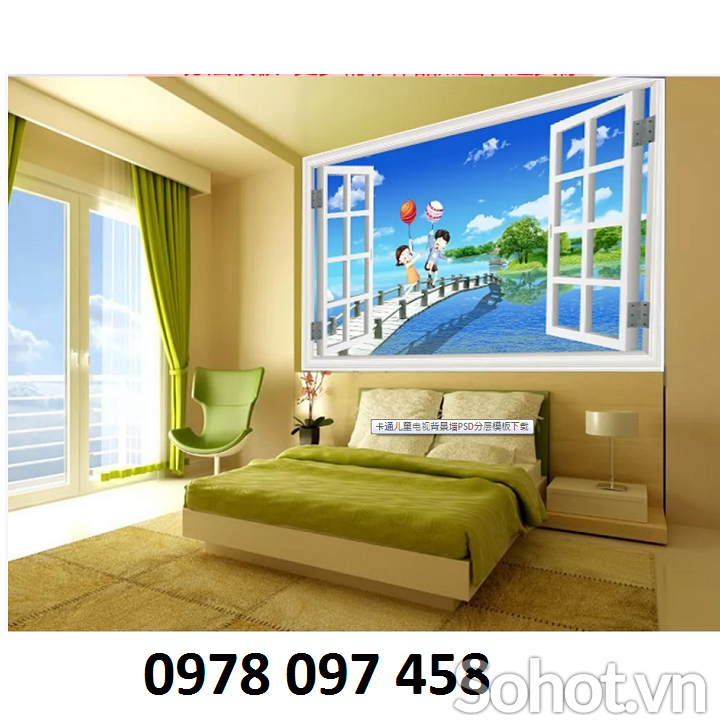 Tranh gạch trang trí phòng ngủ bé