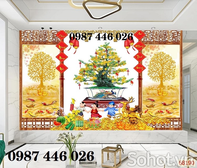 Gạch tranh hoa mai vàng HP8022