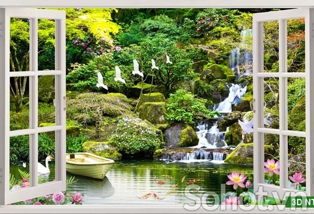 Tranh gạch men 3d cửa sổ - NNXX33