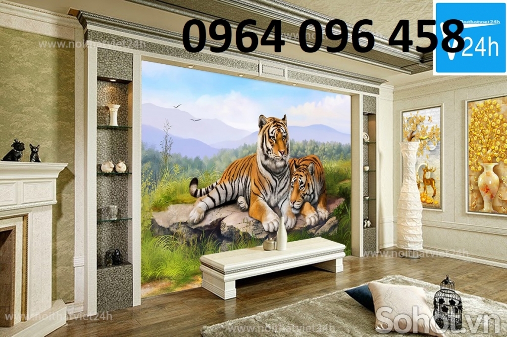 Tranh gạch 3d ốp tường con hổ - LXDC4