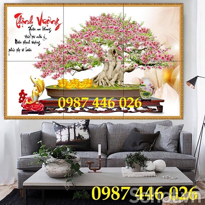 Gạch tranh 3d chậu hoa đào HP9222