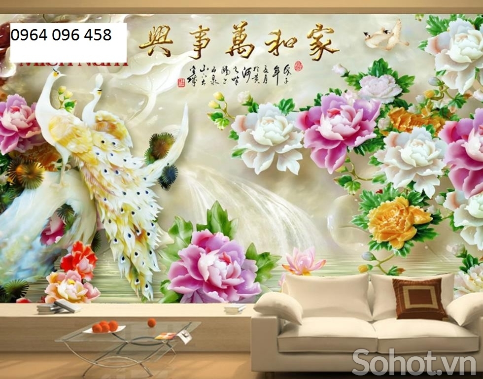 Tranh gạch 3d con công - 9999CP