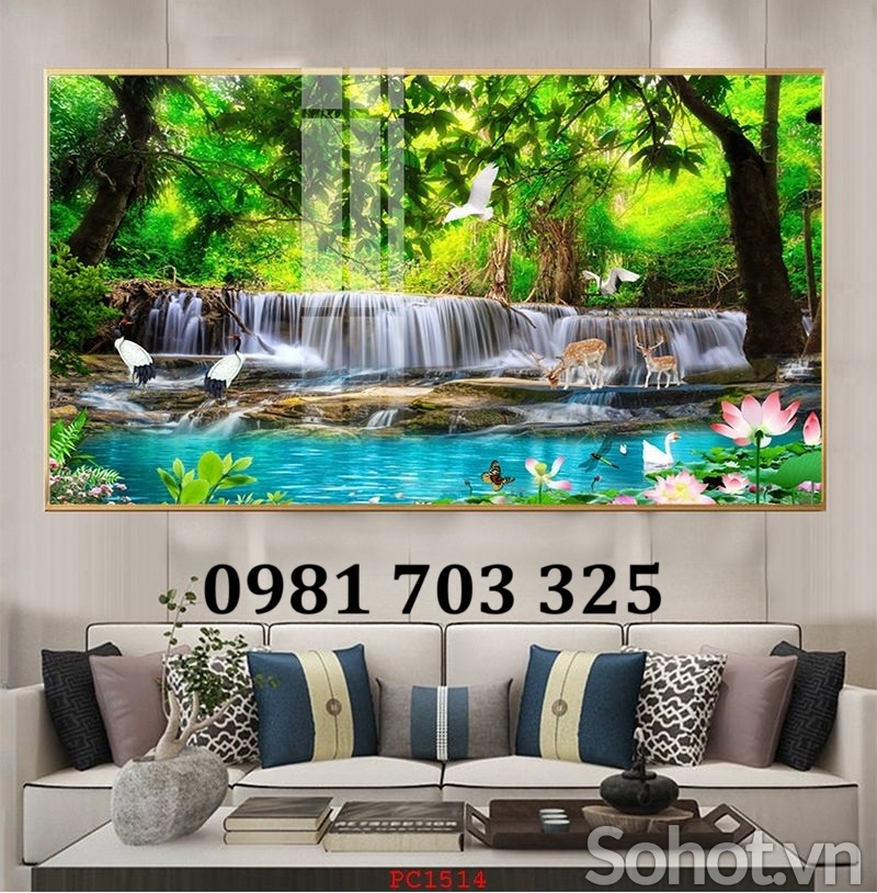 Gạch tranh thác nước đẹp hiện đại
