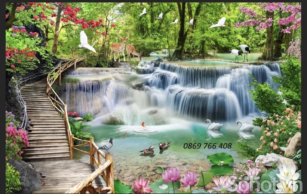 Tranh gạch phong cảnh suối nước 3D - Hà Nội 