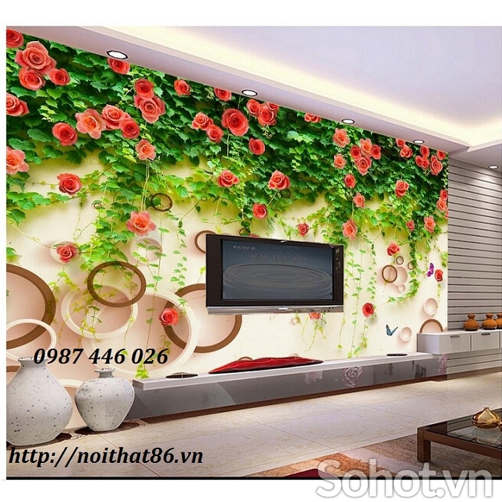 Tranh gach men giàn hoa hồng leo HP9723
