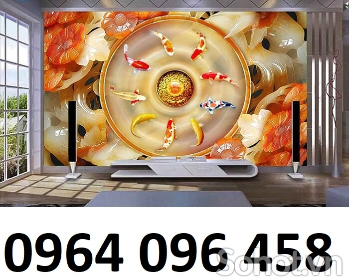 Tranh cá tranh gạch 3d cá chép LJ7