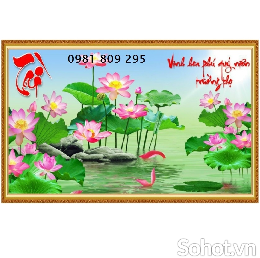 Bộ tranh hoa sen , gạch tranh ốp tường JS112