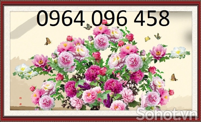 Tranh 3d hoa mẫu đơn - tranh gạch 3d ốp tường - SJKKN85