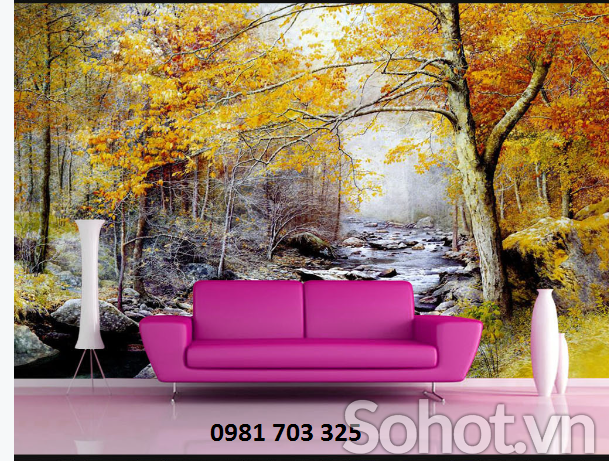 Tranh gạch phong cảnh mua thu