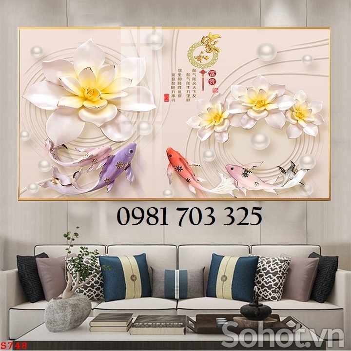 Tranh gạch cá chép 3D đẹp