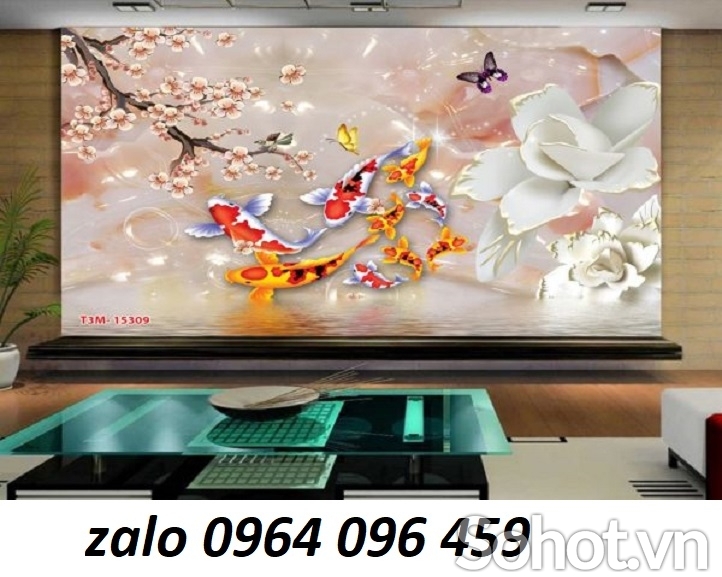 Tranh gạch 3d cửu ngư quần hội - 9393B