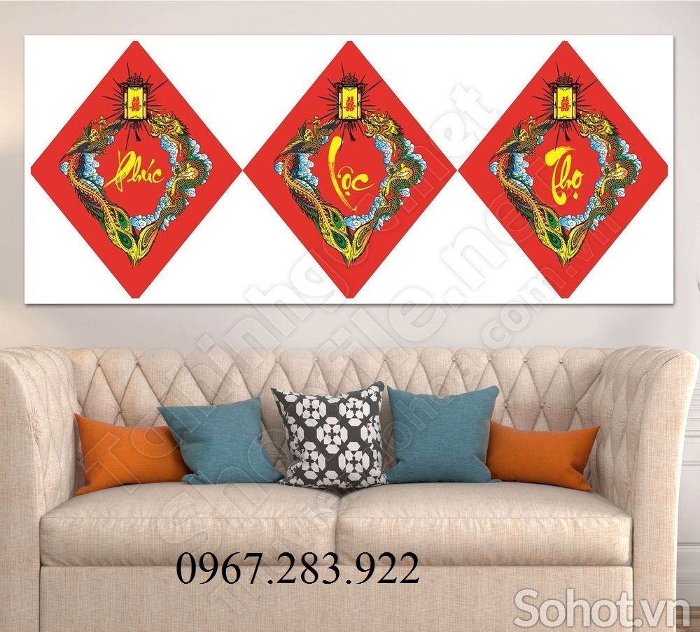 Gạch  3D- Tranh phong thuỷ Phúc Lộc Thọ
