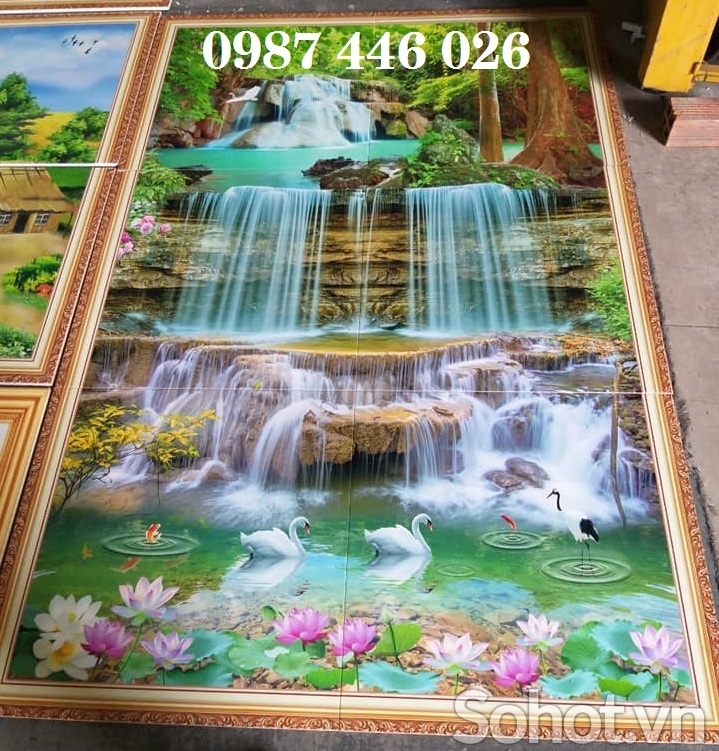 Gạch tranh 3d thác nước khổ đứng HP967