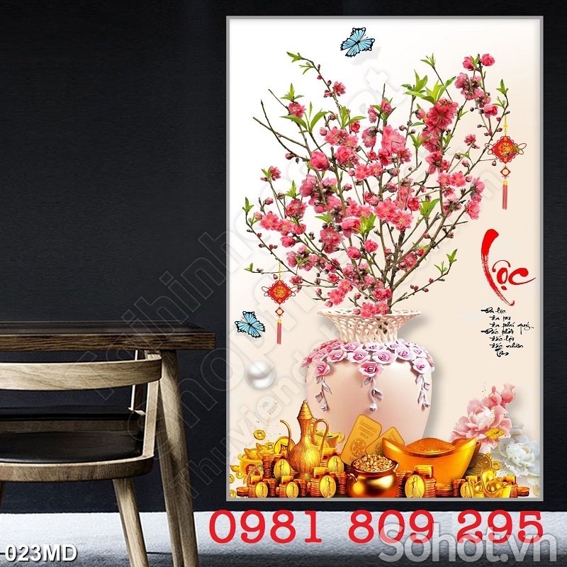 Tranh gạch men bình hoa