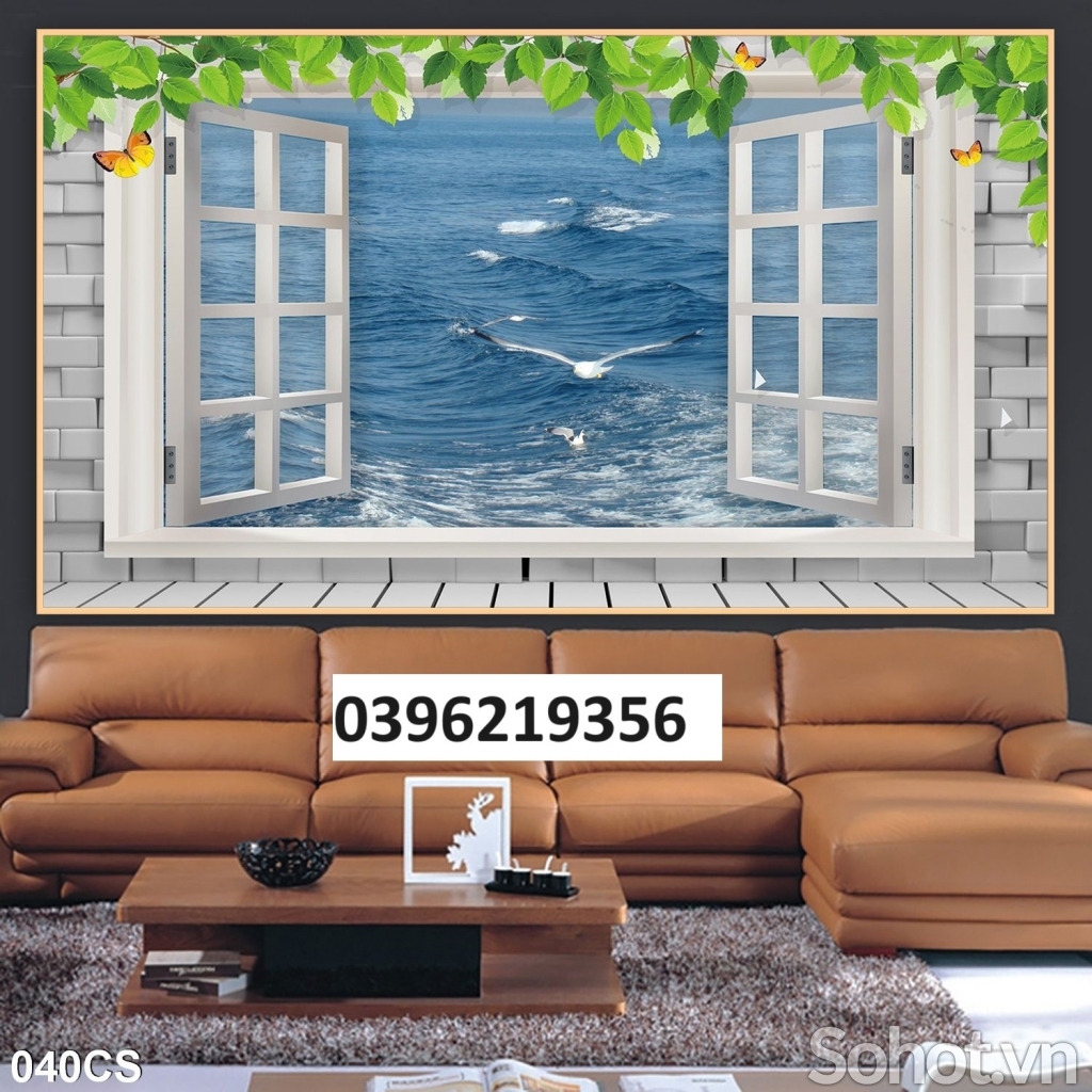 Tranh gạch 3D đẹp hình cửa sổ trang trí