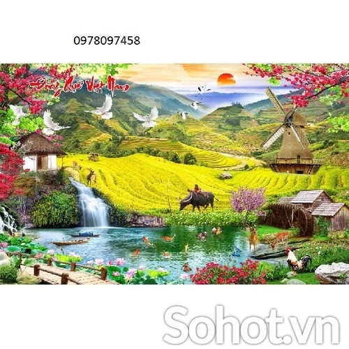 Tranh gạch men phong cảnh ruộng bậc thang
