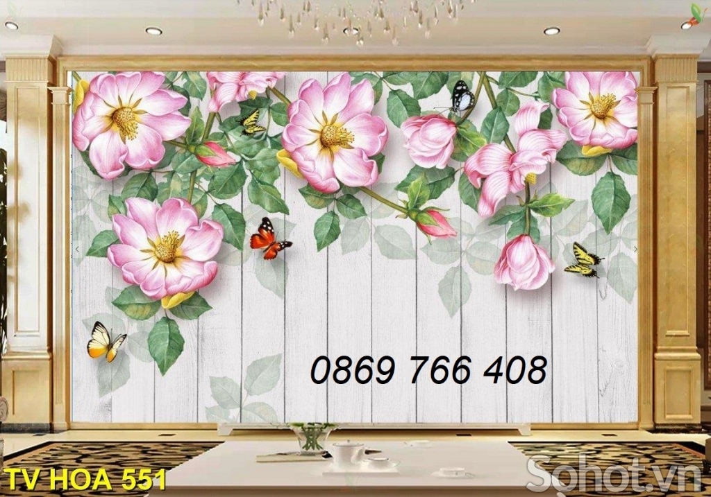 Gạch tranh ốp tường-tranh 3d vườn hoa trang trí