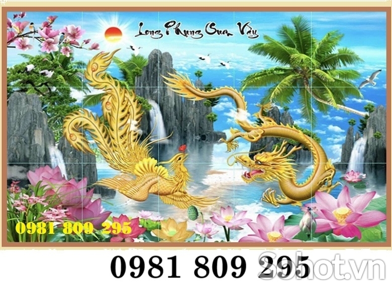 Gạch tranh , gạch men, ốp tường trang trí rồng phượng