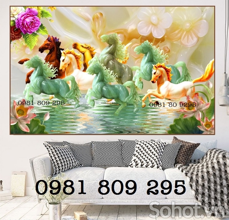Tranh gạch 3d ngựa, tranh gạch ốp tường