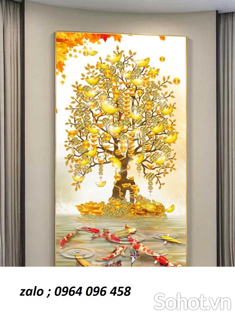 Gạch tranh cây kim tiền phong thủy 3d - HH53