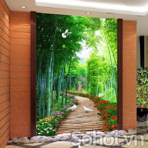 Tranh gạch 3d con đường hàng cây - 333SM