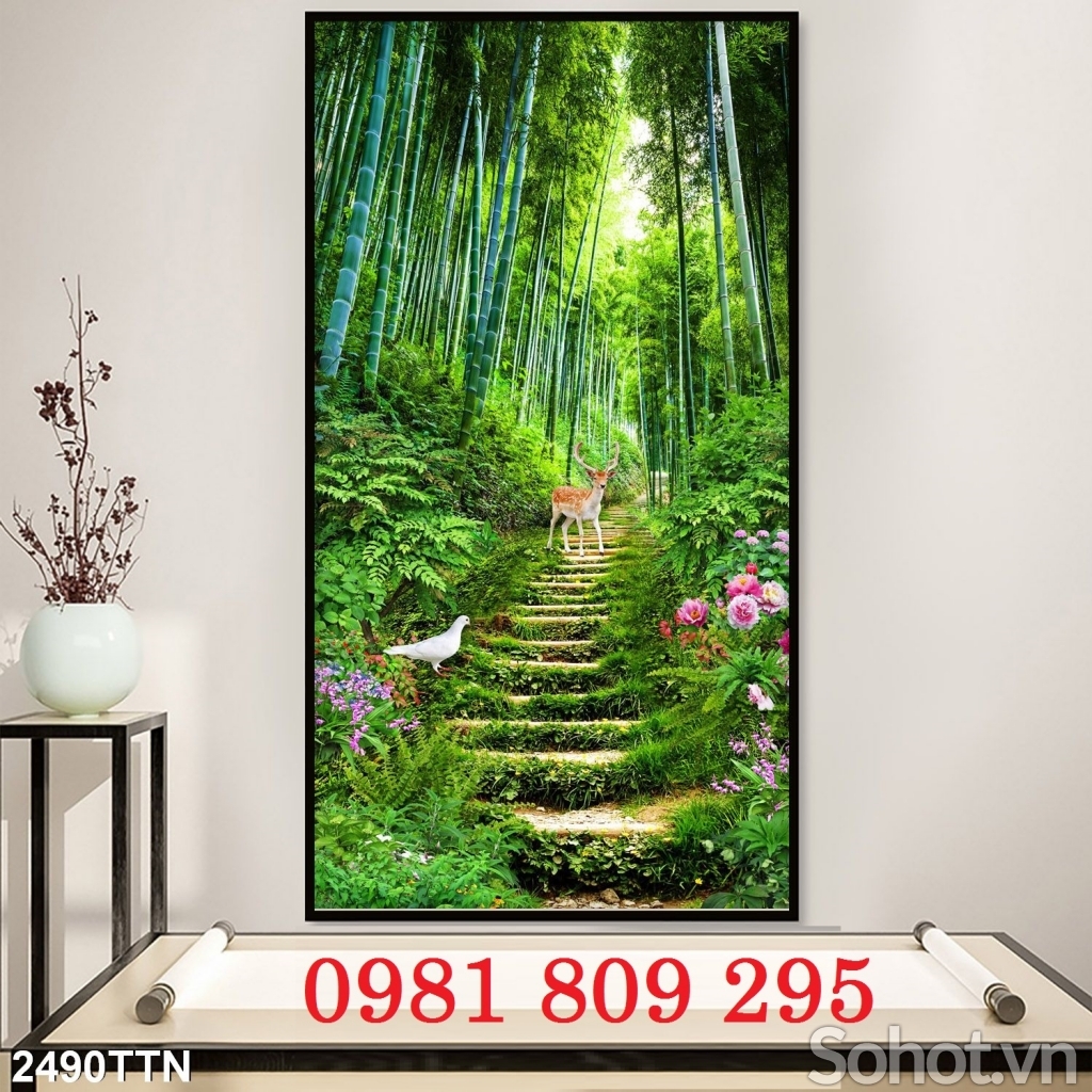 Tranh gạch men 3d rừng tre HP89635