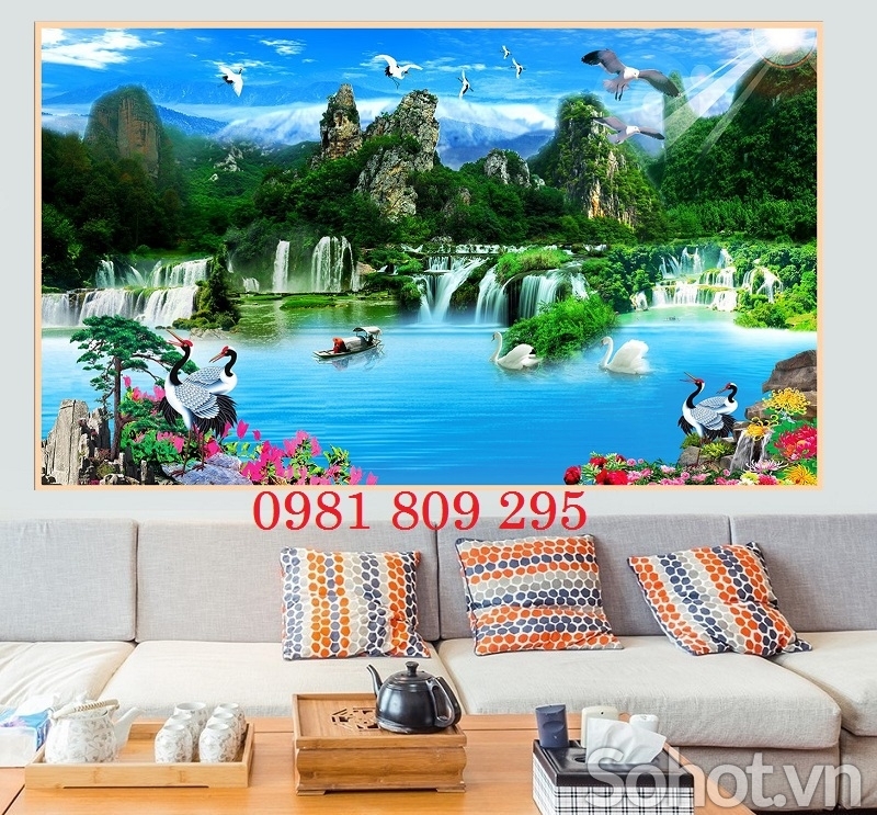 Tranh gạch sơn thủy - tranh gạch 3d