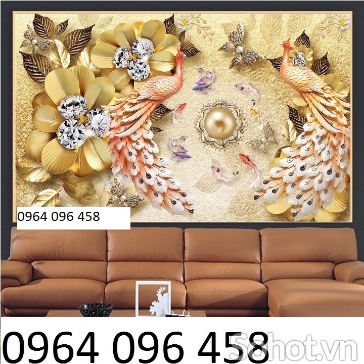 Tranh gạch 3d chim công - gạch tranh 3d chim công - FSCX4