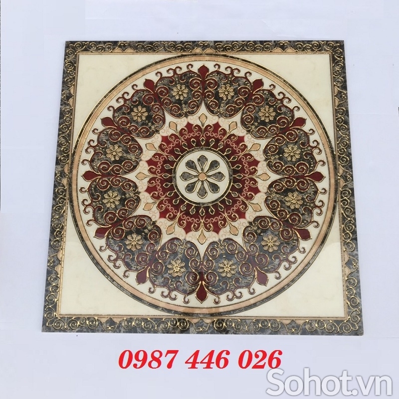 Gạch cầu thang chiếu nghi hoa văn khắc vàng HP972