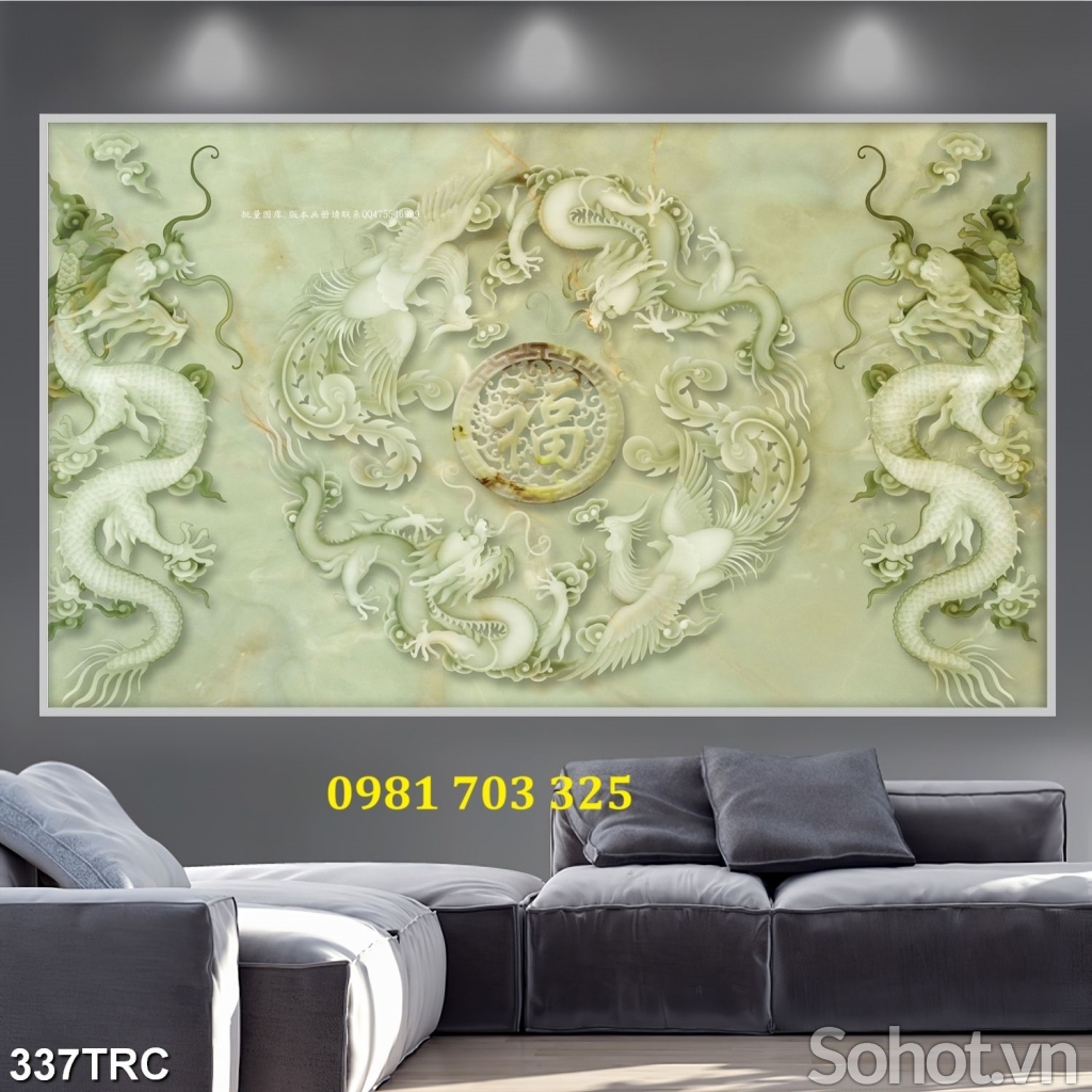 Tranh gạch 3D rồng phượng đẹp