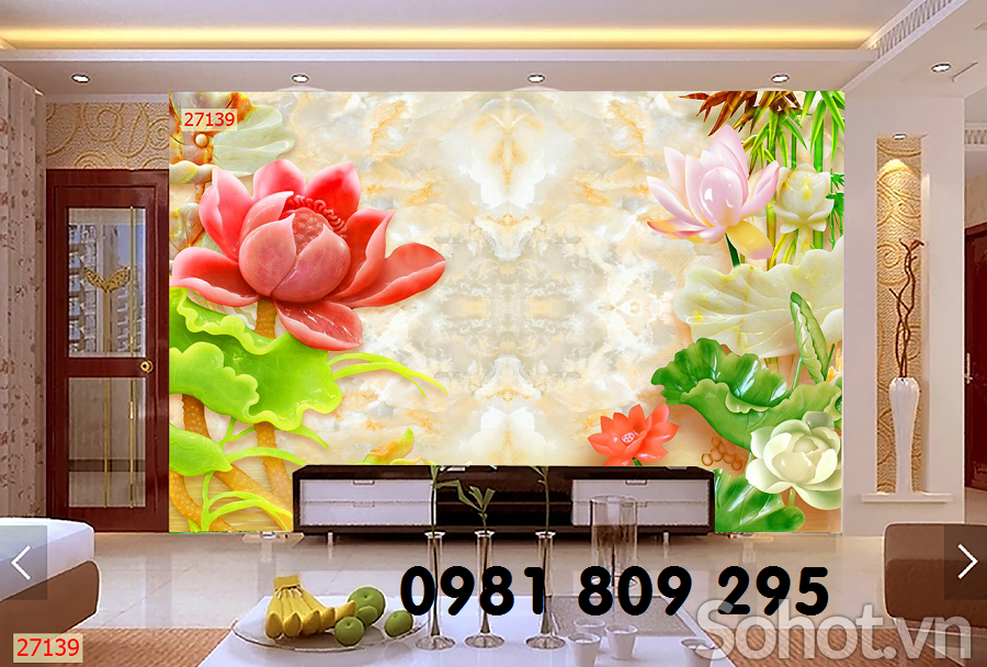 Gạch tranh 3d , gạch trang trí hoa sen