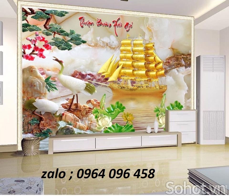 Tranh gạch phong thủy thuyền buồm 3d - CNBB89