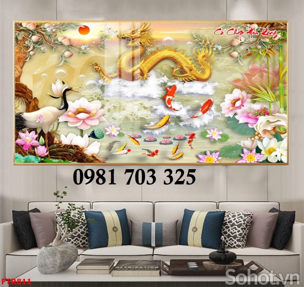 Gạch 3D đẹp hình rồng phượng trang trí