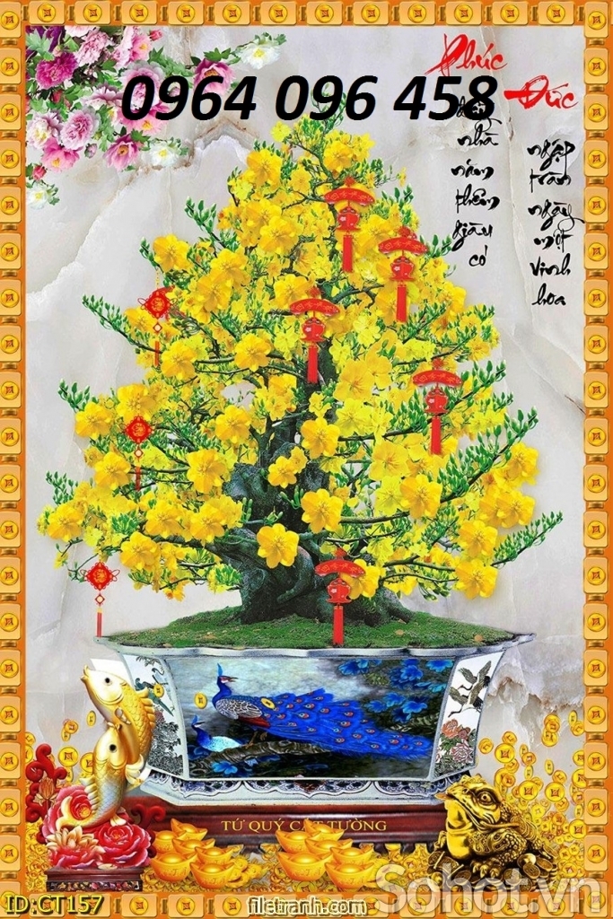 Tranh hoa mai - tranh gạch 3d hoa mai - SBC222