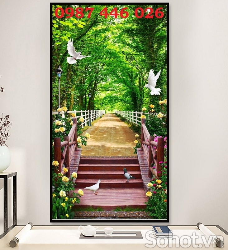 Tranh gạch men cây xanh 3d HP9342