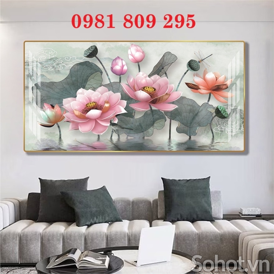 Tranh ốp tường hoa sen , tranh gạch men