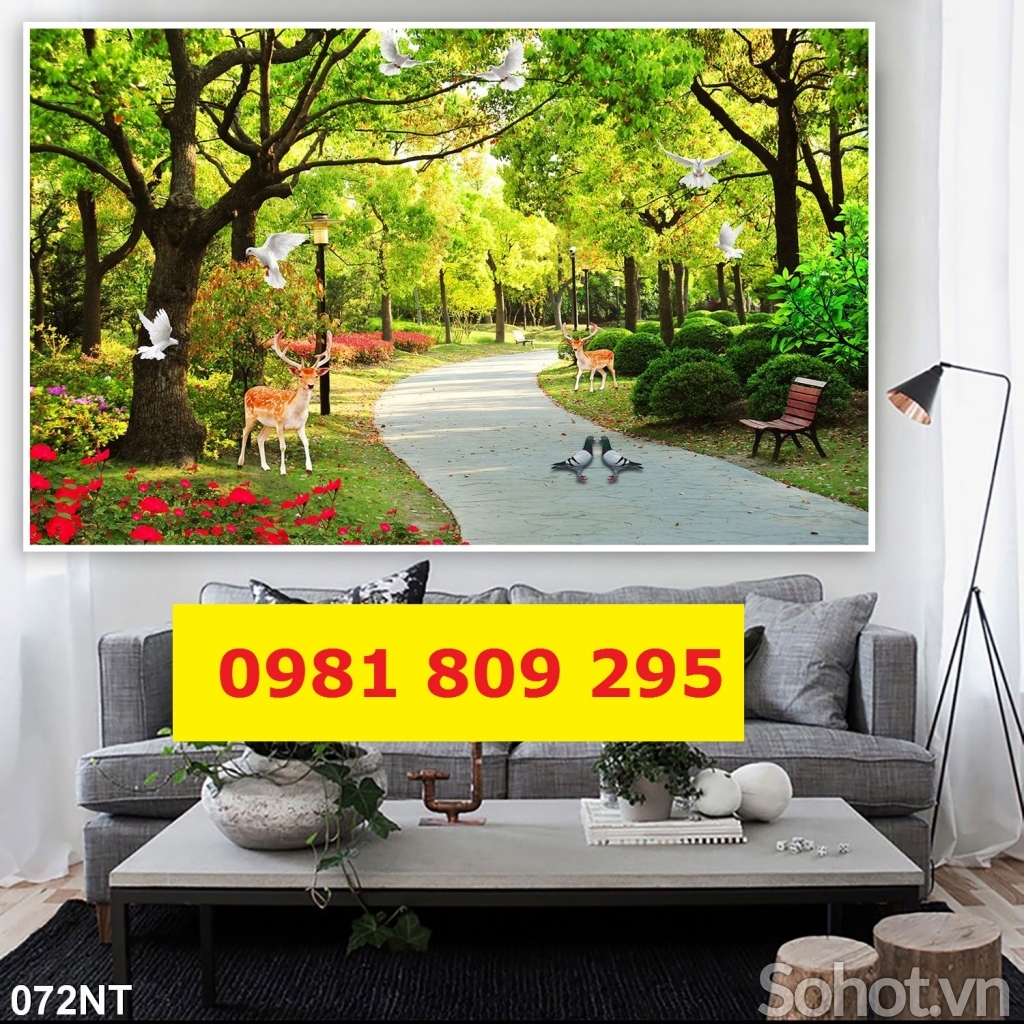 Tranh gạch  thiên nhiên  3d xanh mát
