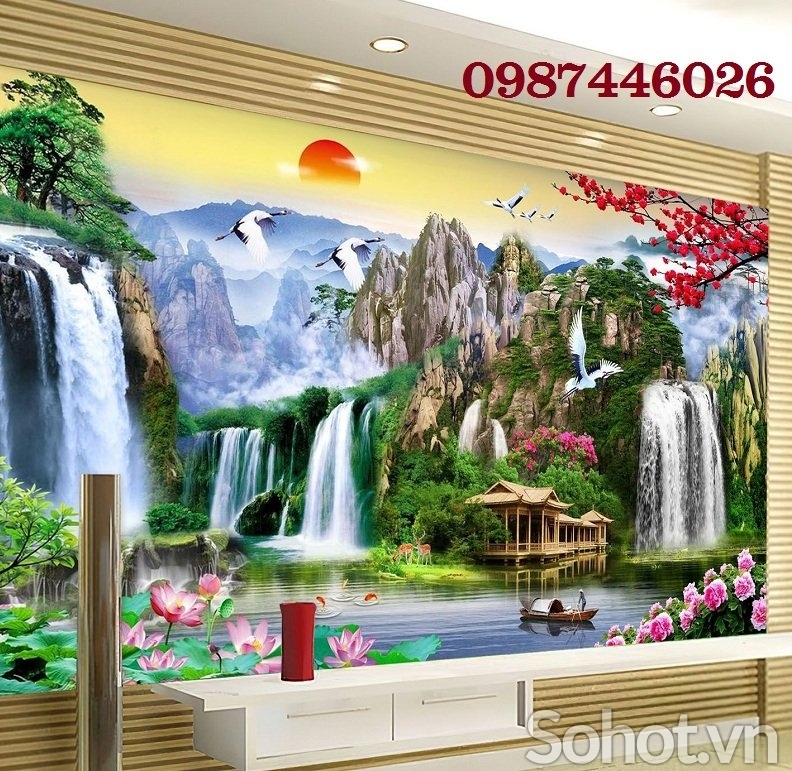 Gạch 3d tranh phong cảnh thác nước