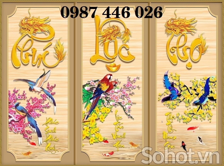 Tranh gạch men Phúc Lộc Thọ HP9722
