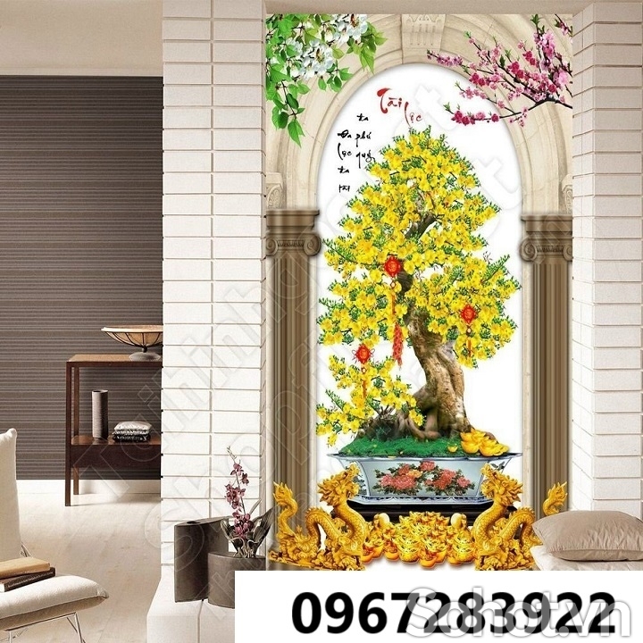 Tranh gạch hoa mai vàng đẹp trang trí