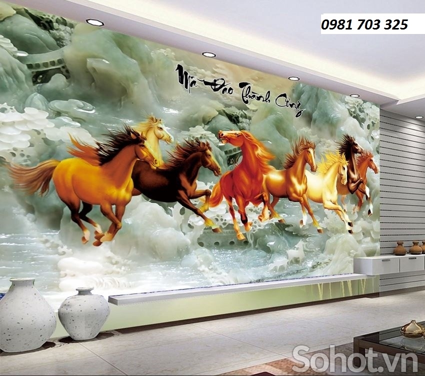 Gạch tranh 3D phong thủy- tranh ngựa