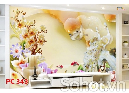 Tranh 3d chim công - tranh gạch 3d chim công - 922AP