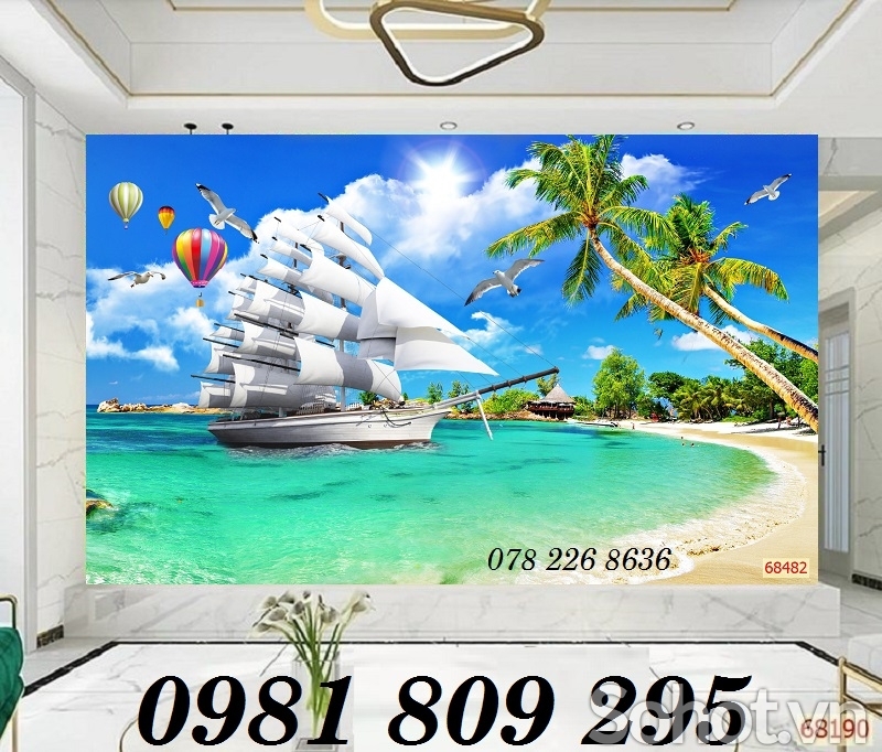 Gạch 3d thuyền , gạch 3d ốp tường phòng khách