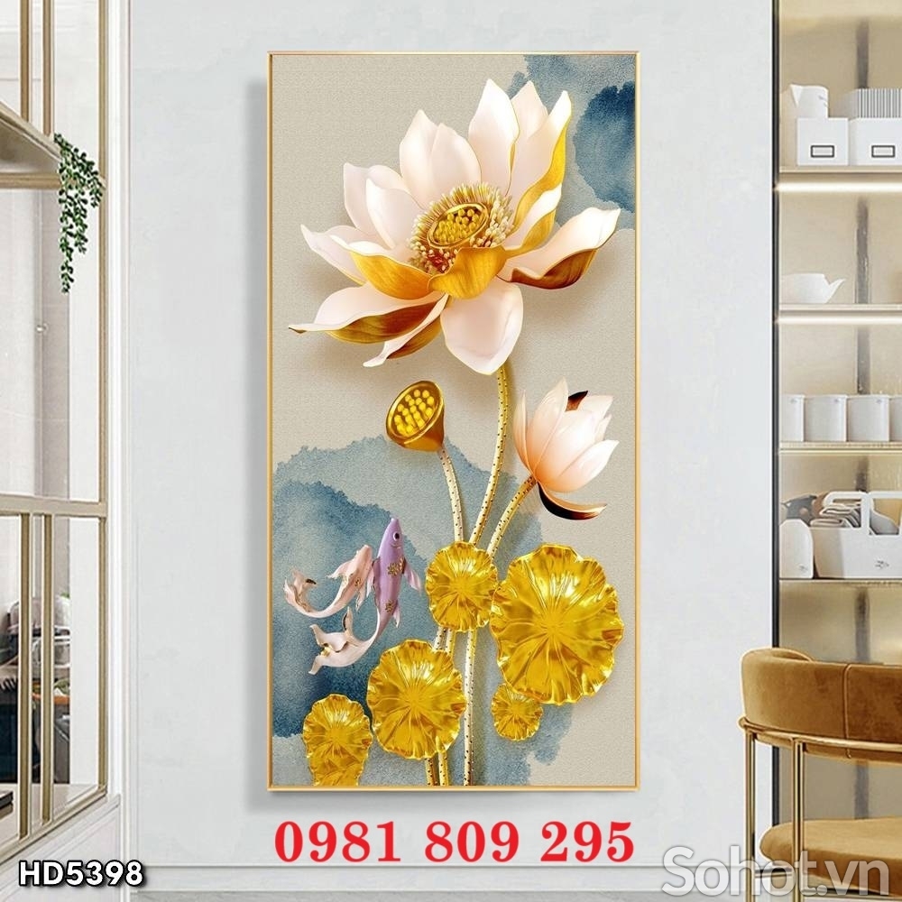 Tranh gạch men cá khổ dọc 3d