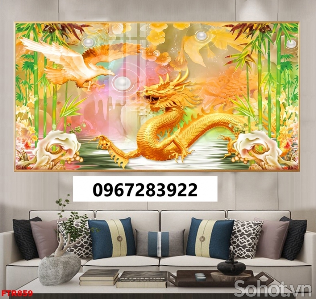 Tranh gạch 3d rồng phượng sang trọng