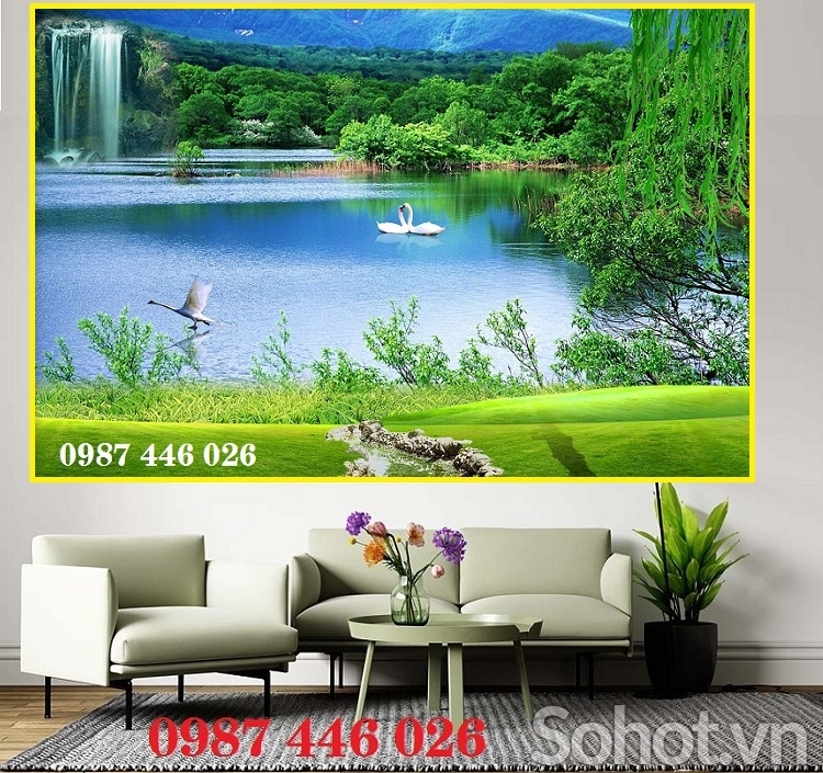 Gach ốp tường tranh gạch 3d thác nước HP9232