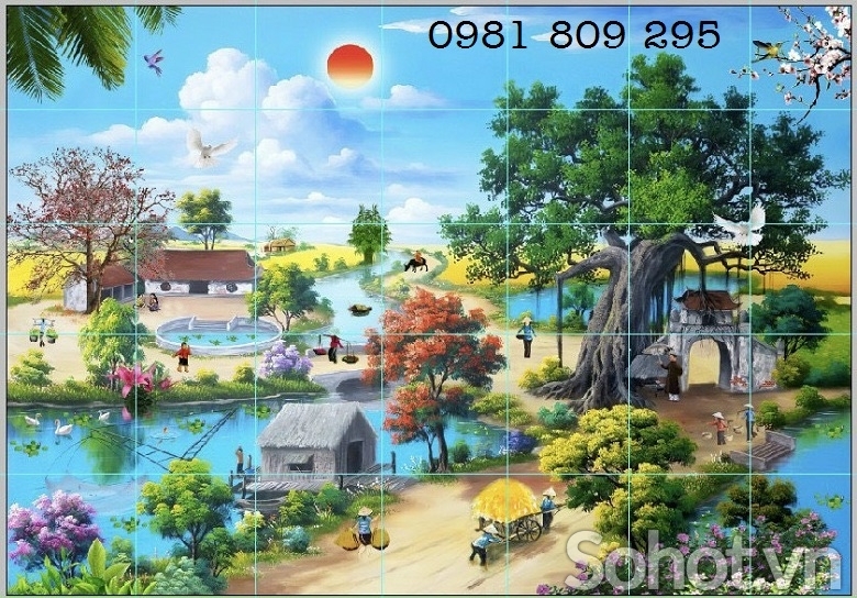 Tranh gạch 3d đồng quê HP7575